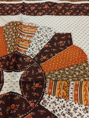 Vintage Cranston Browns/Oranges “Granny’s Trunk” Cotton Fabric Panel 17″x16.25″