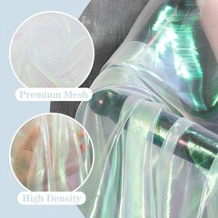 3YD Sheer Iridescent Organza Fabric, Holographic Magic Gauze for Decor/Costumes