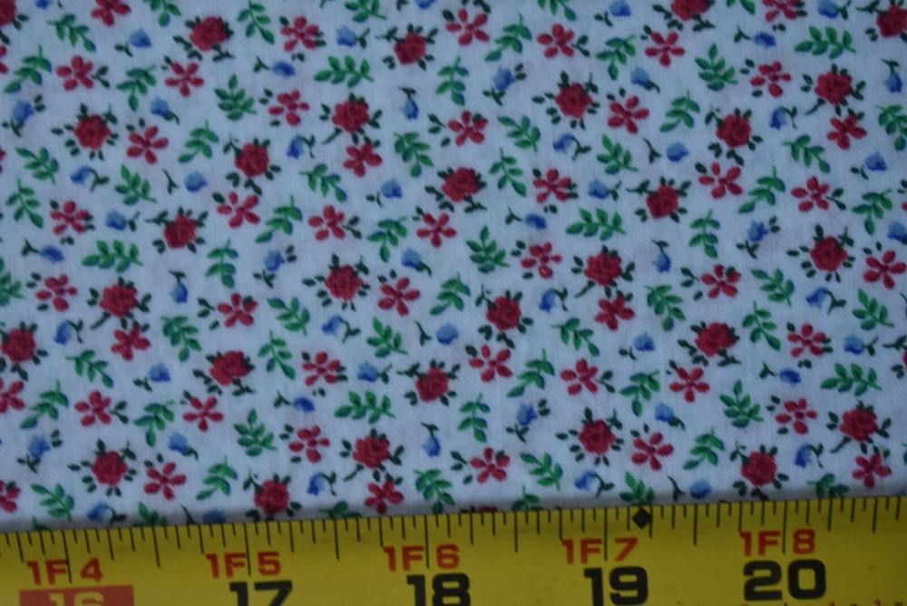 35″ Long, Vintage, Red & Green Calico on White Quilt Cotton, P1809