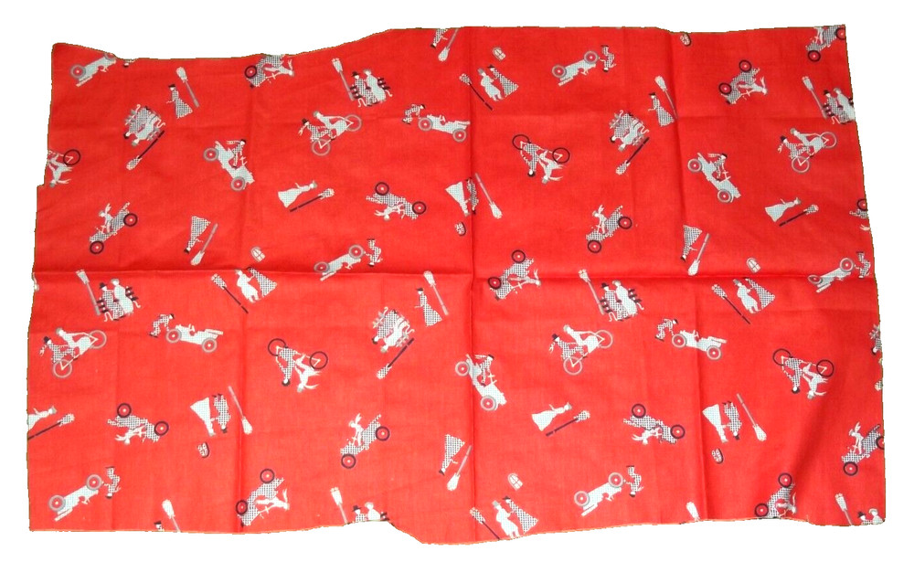 Vintage Roadster Racecar car Cotton Fabric 18×14″ B96