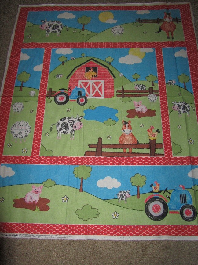Multicolored Riley Blake Coloring on the Farm Cotton Fabric By The Panel