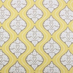 BALLARD DESIGNS ZIMBA GOLDEN YELLOW DAMASK MEDALLION FABRIC BY THE YARD 54″W