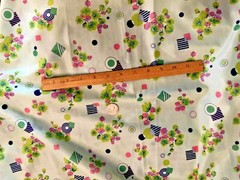 MCM Vintage Floral Geometric Nylon Fabric Apparel / Home Dec 65″ “X 1yd 4” +