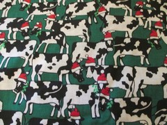 CHRISTMAS COWS WITH Santa Hats COTTON by FABRIC TRADITION #5861 BTYx44