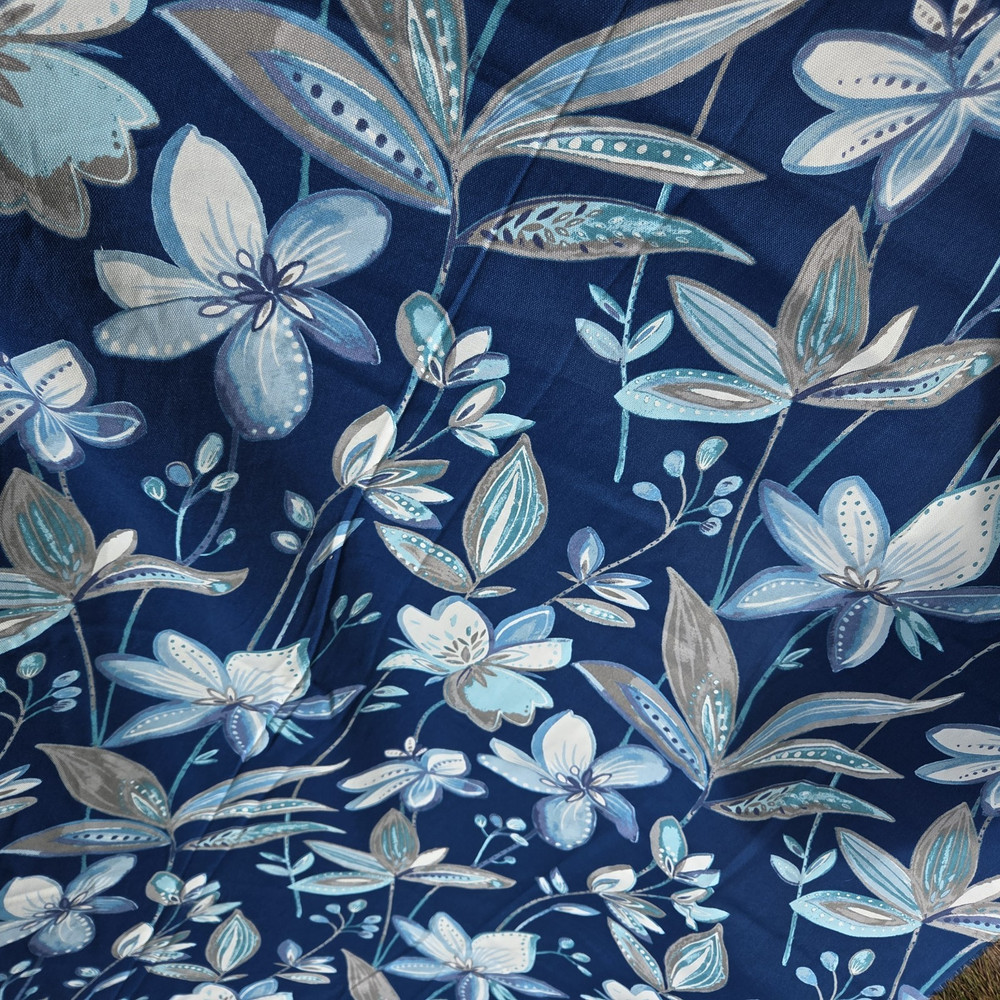 Richloom Outdoor Upholstery Fabric Coastal Blue Tropical Floral 46″ X 94″
