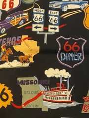 ROUTE 66 ~ Alexander Henry Fabrics ~Vintage Travel Landmarks Cotton Fabric 1 yd