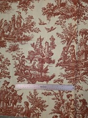 Country Life Toile Waverly Lightweight Upholstery Fabric 32″ x 54″ Red Remnant
