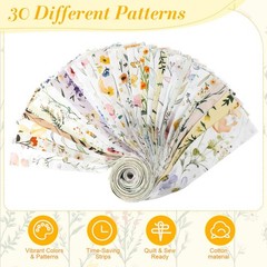 Hahafelt 60 Pcs Fabric Strips Quilting 2.6 x 40″ Floral Cotton Fabric Bundles