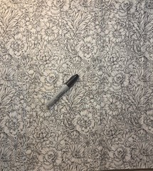 Black/White Allover Peonies 100% Cotton Fabric