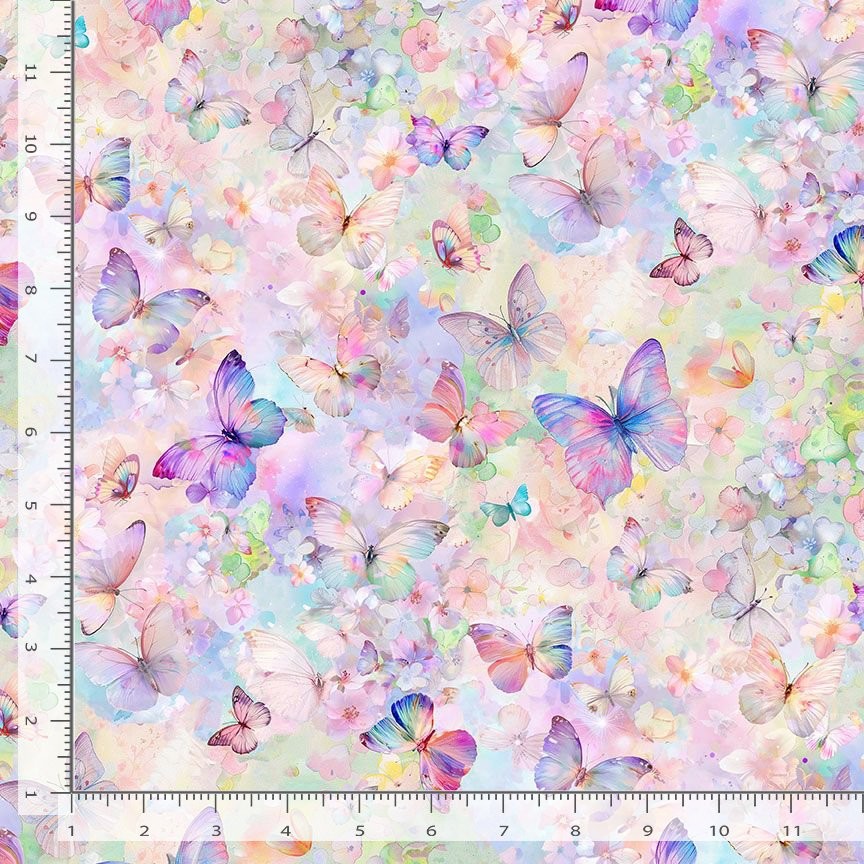 Animal Fabric | Flutter Butterfly Floral Pastel | Timeless Treasures YARD