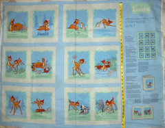 VTG SPRINGS INDUSTRIES Cotton fabric panel Walt Disney’s Bambi STORY BOOK QUILT