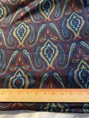 Vintage acetate fabric large paisley print 2 yards x 37″(teal, burgundy, gold)