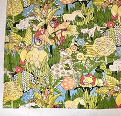 House N Home MCM 1950s Colorful Jungle Animal Print Fabric Curtain 88” X 56”
