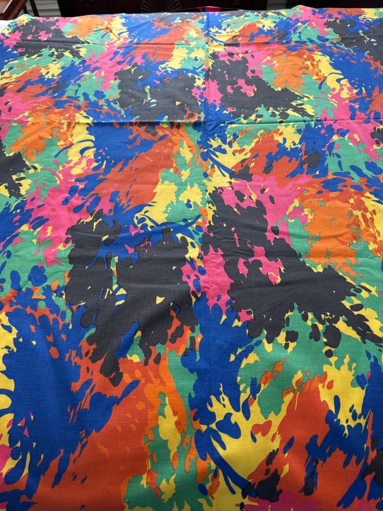 DEADSTOCK VINTAGE 80’s PAINT SPLATTER ABSTRACT COTTON FABRIC 3.33 Yards x 54″