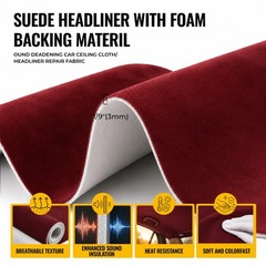 Headliner Fabric 108″ L x 60″ W Foam Backing for Car Truck RV SUV Boat Burgundy