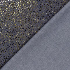 1m x 1.48m Jeans Fabric Foil Print Dark Blue Leopard Print Gold