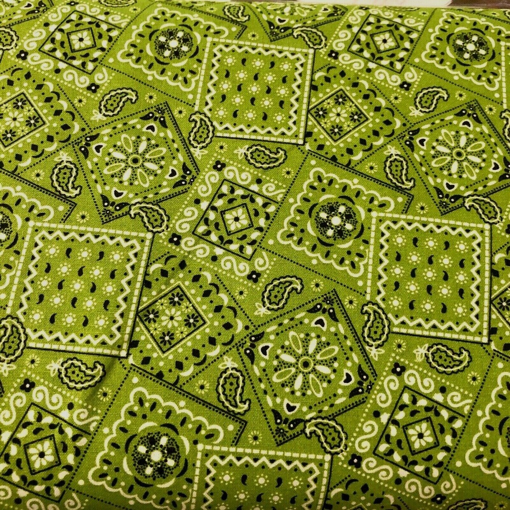 Lime Green – Blazin’ Bandana 100% cotton fabric by the yard – bright lime green