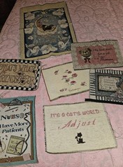 Lot Of 7 VTG Tapestry Fabric Panels Mixed Themes & Sizes Bears, Flowers Etc
