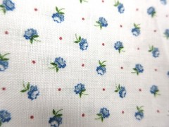 6 Yds Cotton Fabric Quilting Quality White With Tiny Blue Flowers