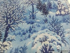 Cranston Print Works Cotton Fabric Blue,White Winter Forest Design 45″W/BTY
