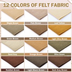 12 Rolls 8″x35″(20.5x90cm) 1.4mm Thick Soft Felt Fabric Sheet 12 Assorted Bro…