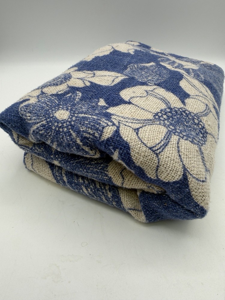 5th Avenue Designs Screen Printed Linen – 4.67” Yards By 44” Wide – Blue Floral