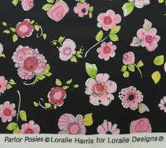 1yd x 42″ 100% cotton, Parlor Posies, Loralie Harris for Loralie Designs, Flower