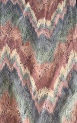 VTG 80s Stanley King Chevron Flame Fabric Screen Print Blue Pink Green 56 X 82
