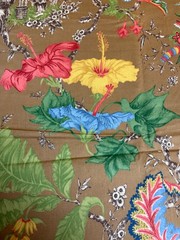 Fabric Lot 3 Yd 54 W Vintage Duralee “Toile Tropique” Chinoiserie Tropical 60s