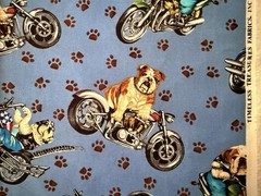 VINTAGE Motorcycle Bulldogs (Timeless Treasures) – BTFQ: 18” x 22”