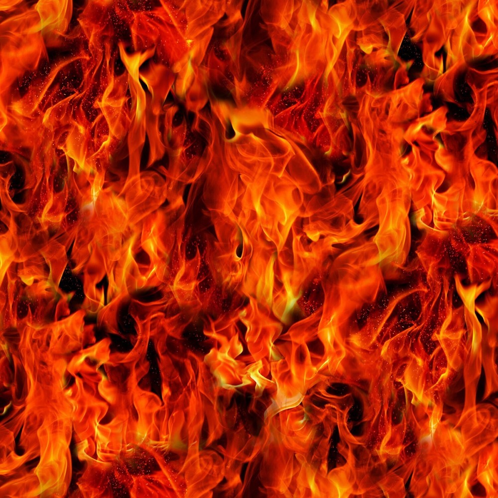 BTY Elizabeth’s Studio Under Fire Red Flames Cotton Fabric By The Yard 604E