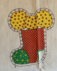 VINTAGE SPRING MILLS CHRISTMAS 6 CALICO ORNAMENTS FABRIC PANEL 1976