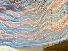57″ Wide Grey and Pink Wavy Embroidery Lace Fabric for Sewing/Crafts/ Bridal
