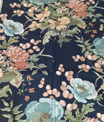 1979 floral fabric with dark blue background by House ‘n Home Fabric 2 yards