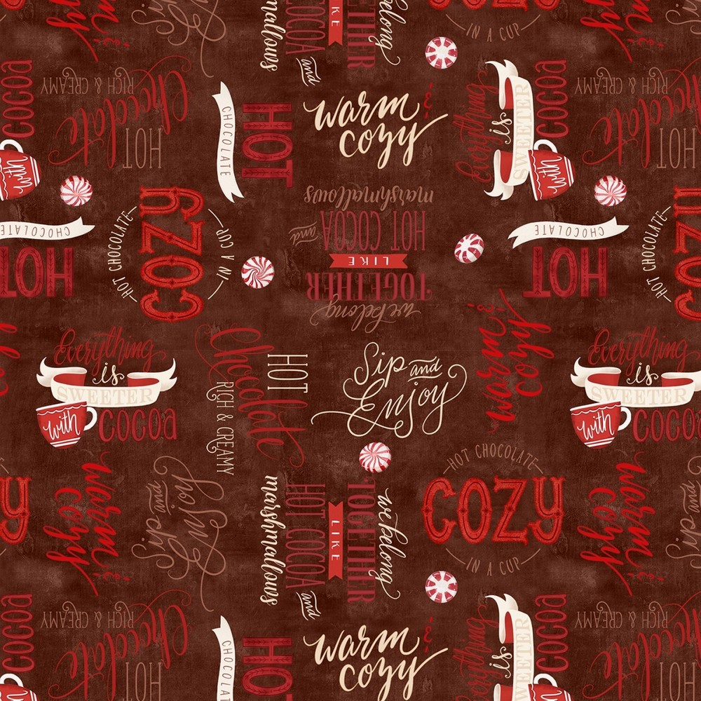 1 1/3 Yard Cuppa Cocoa Warm Cozy Hot Chocolate Premium Cotton Fabric Wilmington