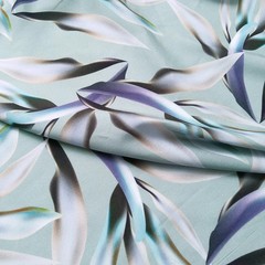 55” Wide Leaf Pattern Viscose Fabric Soft Rayon Poplin Material For Dress Gown