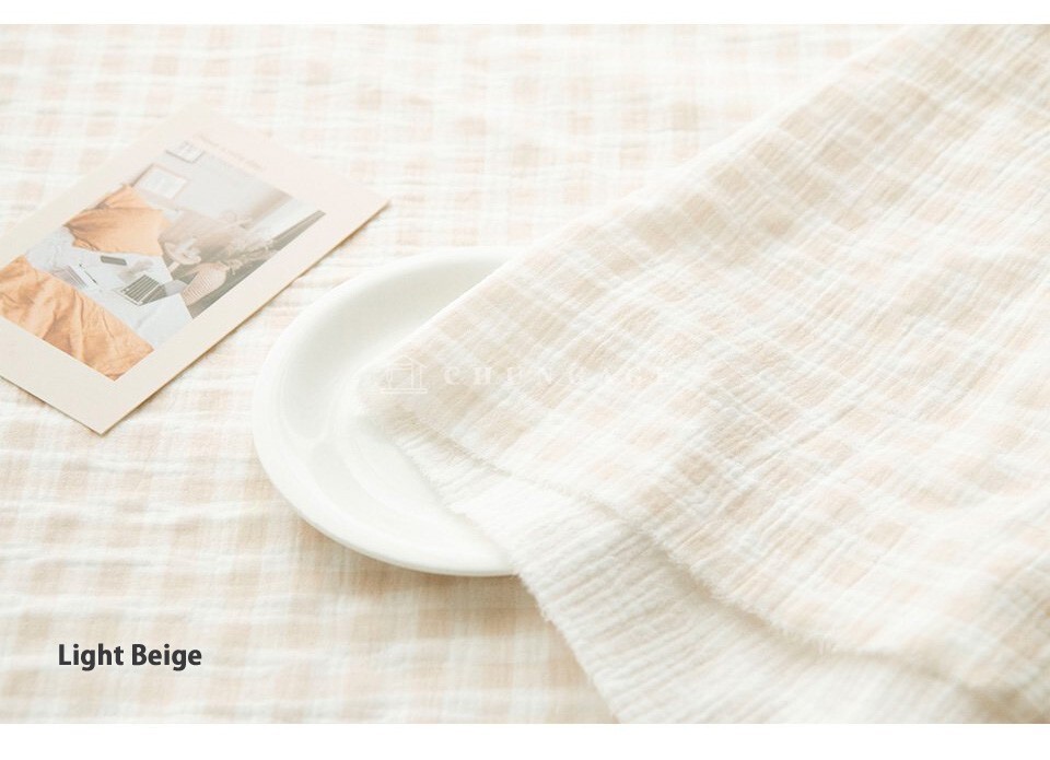 Double Gauze 1cm Check Fabric – Washed Cotton Large Width 18 Colors Available