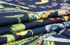 Peacock Pure Cotton print Running Boho loose Blue dress making fabric by yard