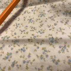 Tiny Blue Flowers, Green Leaves On Cream Cotton Quilting Fabric 36” X 20” NEW