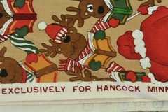 By 1/2 Yd, Vintage, Christmas Santa & Reindeer Cotton, Minnesota Fabrics, V590