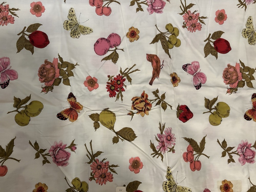 Fashionloom Floral Botanical Fabric Birds Butterflies Fruit 5 Yards 38” Wide