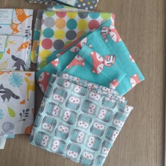 Woodland Baby Fabric Fat Quarter Lot + Painted Wood Animals Craft Bundle Nursery