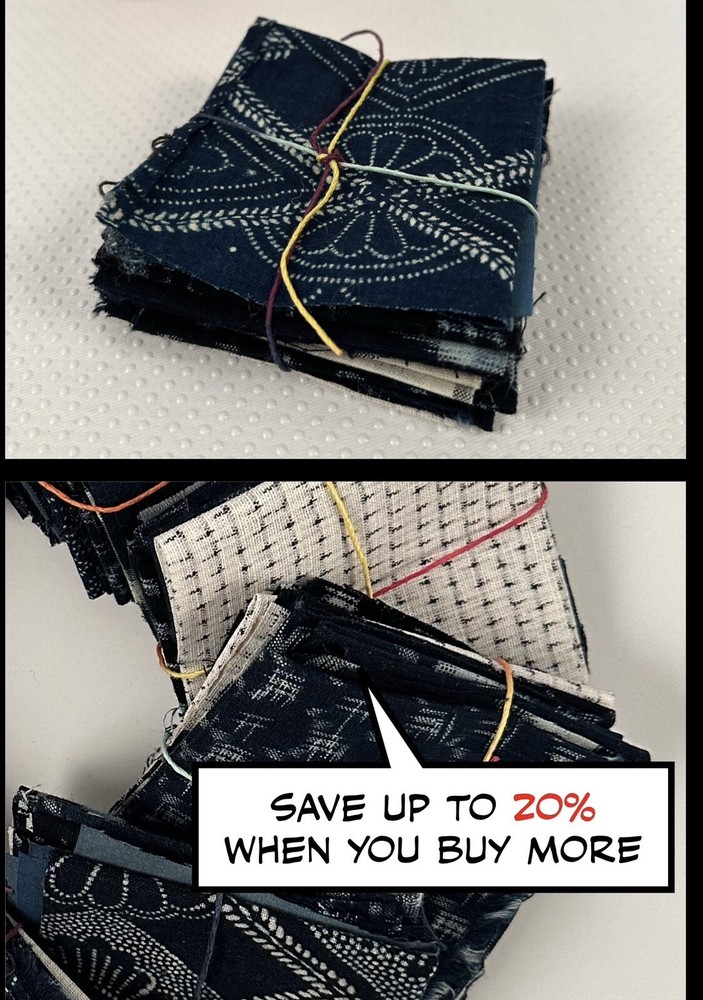 Japanese Boro Sashiko Kasuri Katazome Aizome Bundle. For Craft and Junk Journal