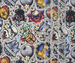Custom Cotton Woven Fabric Star Wars Gray Tattoo By The 1/4 Yard 9×56