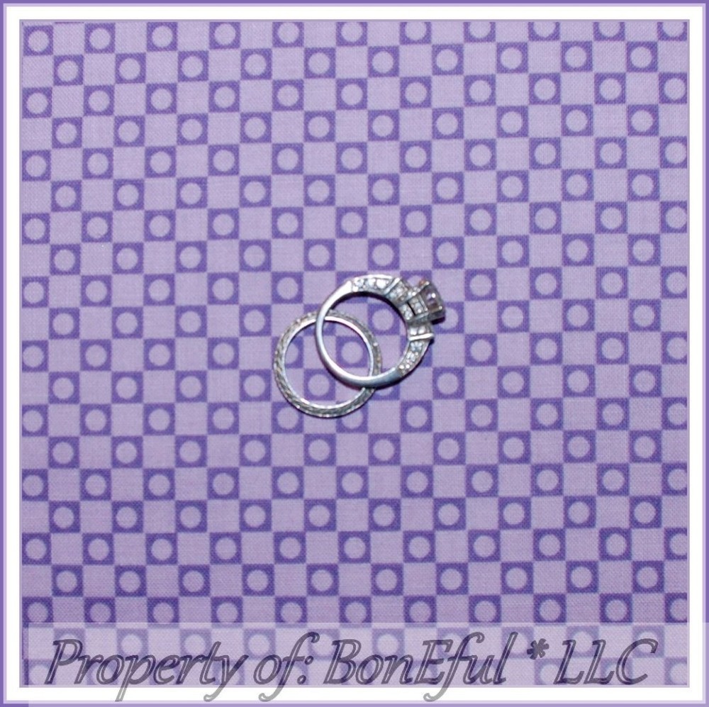 BonEful Fabric FQ Cotton Quilt Purple Polka Dot Block Gingham Stripe Little Mask