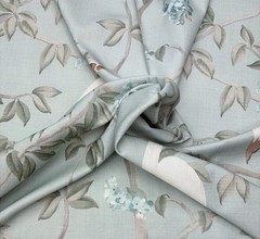 COVINGTON HERON MINERAL BLUE BIRD FLORAL MULTIPURPOSE LINEN FABRIC BY YARD 55″W