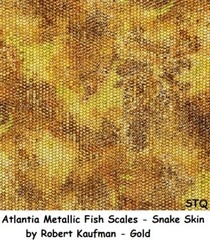 Atlantia Metallic Fish Scales Snake Skin cotton quilt fabric Kaufman BTY Silver