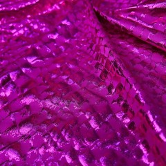 Metallic Animal Print Magenta Snake Nylon Spandex Fabric 4 Way Stretch