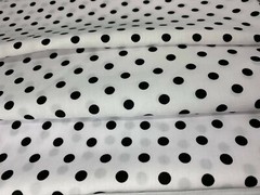 Black Polka Dot Print on White Poly cotton Polyester Blend Fabric 60″ By yard