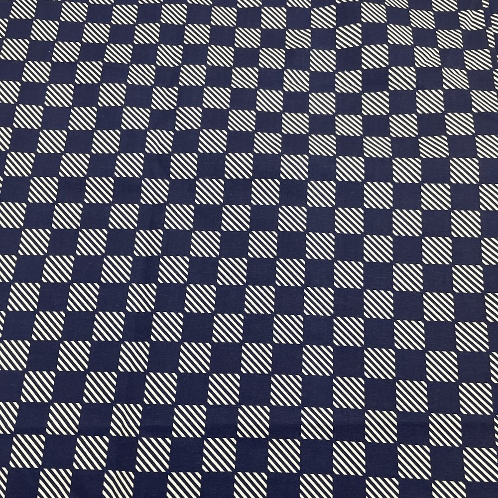 5 Yards JoAnn Cotton Fabric Blue White Check Diagonal Stripe 5 5/8 yds x 44 In